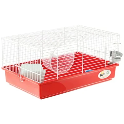 Image of Ferplast CRICETI 9 Large Hamster Cage Fully Equipped, Comfortable Interactive Habitat, Exercise Wheel &amp; Accessories Included Easy Clean, 46x29,5xh23cm Red