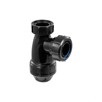 Image of McAlpine E10 BL Black 1.25&quot; Shallow Bottle Trap for Basins Modern Bathroom Waste Space Saving Design Durable High Quality Construction