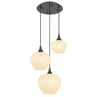 Image of Maxy Cluster Pendant Ceiling Light Gunmetal Clear Glass Shade 3x E27