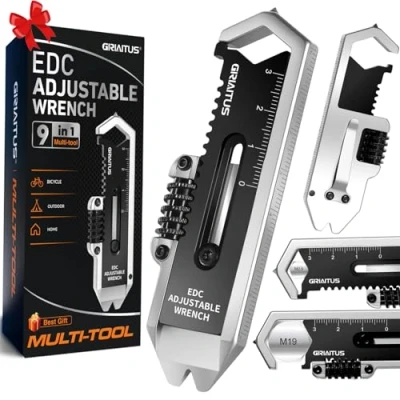 Image of 9IN1 Multi Tool EDC Pry Bar Camping Accessories with Ruler Wrenches Bottle Openers Nail Puller Window Breaker Phone Holder Gifts for Men Christmas