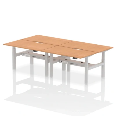 Image of Air B2B 1400x800 Adjustable 4P Bench Desk Scalloped Oak/Silver