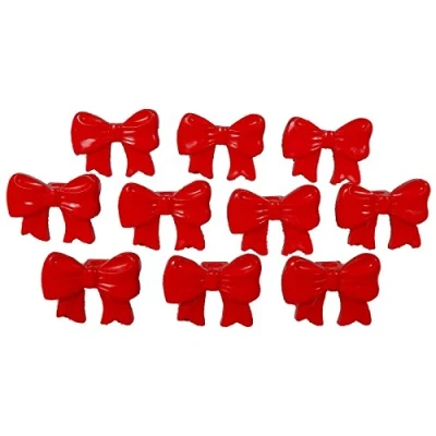 Image of Bow Shaped Plastic Buttons 16mm x 12mm (10, Red)