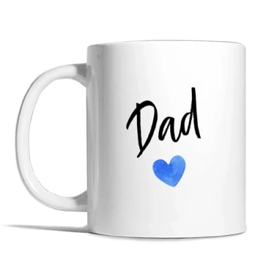 Image of Risk A Designs Plain dad (Blue Heart) Mug, New Parent Gift, Fathers Day to be Pregnancy Reveal, Mens Birthday Thank You Gift