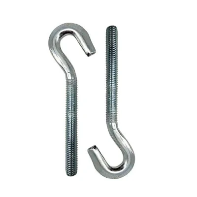 Image of DOJA Industrial Bolt Hooks Heavy Duty M6 x 56 Pack 10 Zinc Plated Forged Steel Lengthened Hook Usage: Wall Hook, Ceiling Hanging Hooks, Home Storage Swing Chair