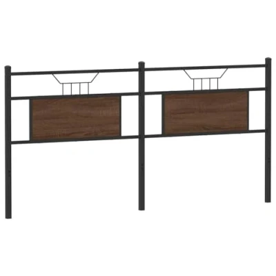 Image of vidaXL Headboard Bed Brown Oak/Sturdy Steel Engineered Wood 66x36in for 160cm Mattress Bedroom