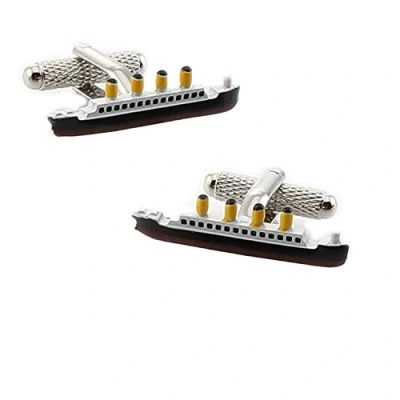 Image of Onyx Art CK911 Titanic Cruise Shaped Metallic Cuff Links