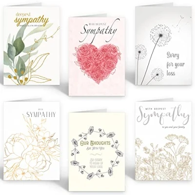 Image of Ruby Ashley Sympathy Cards. Multipack of 30 Cards with White Envelopes Condolence, Thinking You, Sorry For Your Loss Made in the UK