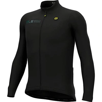 Image of Alé Cycling Men&#039;s Solid Fondo 2.0 Long Sleeve Jersey, Black, S