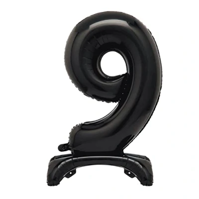 Image of Unique 13789 Giant Standing Foil Number 9 Balloon 76 cm Black