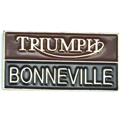 Image of Metal Enamel Pin Biker Badge Triumph Bonneville Rectangle Logo Bike
