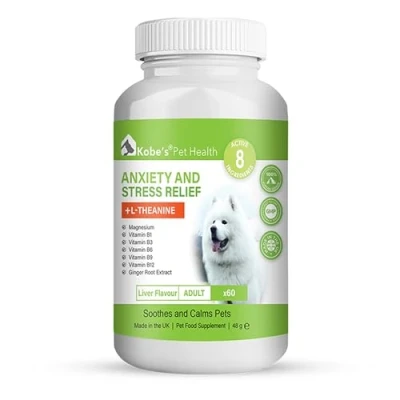 Image of Dog Calming Tablets by KOBE&#039;S Travel Sickness Tablets, Helps to Reduce Stress, Supports Calm Behaviour and Eases Anxiety Products with Liver Flavour Easily Administered 60 Tab’s