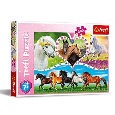 Image of Trefl 13248 Beautiful Horses 200 Teile, für Kinder ab 7 Jahren Jigsaw Puzzle, Schöne Pferde