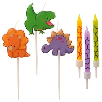 Image of Dekora Dinosaur Birthday Candle Set to Decorate Themed Cake 15 Candles