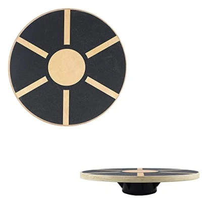 Image of Jazooli Wooden Wobble Balance Board Round Non Slip Core Strength &amp; Stability Fitness Trainer Home Exercise, Sport, Yoga Gym Equipment 40cm Diameter