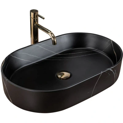 Image of REA U8565 Bathroom Sink Made of Ceramic Nadia 60 Stone imitation U8565, matt Black