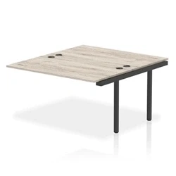 Image of Impulse Bench B2B Ext Kit 1400 Black Frame Office Desk Grey Oak