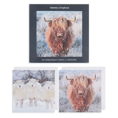 Image of UK Greetings Multipack of 12 Christmas Cards for Him/Her/Friend 2 Animal Designs