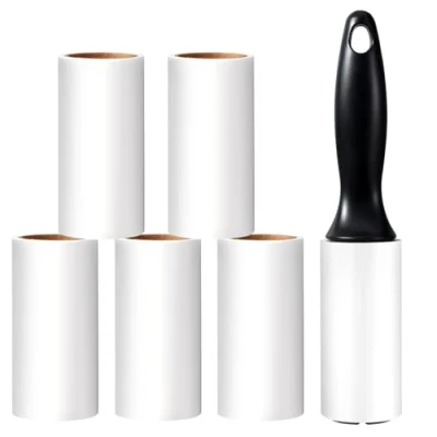 Image of Vinabo Lint Roller, Pet Hair 1 Handle + 6 Refills, Adhesive Roller for Clothes, Hair, Sofa, Bed, Cat and Dog 60/Roll