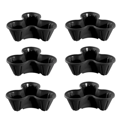 Image of Optimal Products Strawberry Planter Stacking Stackable Garden Plastic Flower Growbag Plant Pot UK (Ebony, 6)