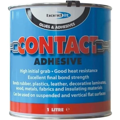 Image of Bond It Contact Adhesive Solvent Based High Grab Neoprene Glue 250ml/500ml/1/5L Bonding Cork leather rubber metals wood (1L)