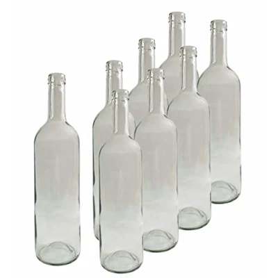 Image of DIAH Glass Wine Bottles Bordeaux 0.75L (750ml) for Homebrew Making (8 x Clear Bottles)