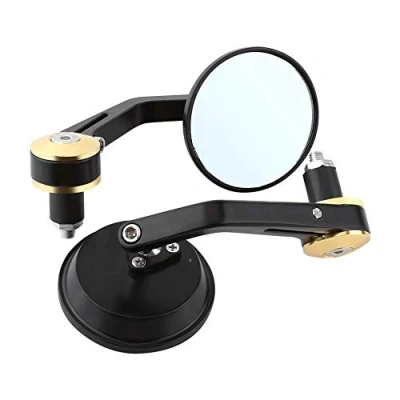 Image of Motorcycle Rear View Mirrors,1 Pair Universal 7/8&quot; Round Handlebar Bar End Mirrors Scooter Sidemirror Accessories(Gold End)