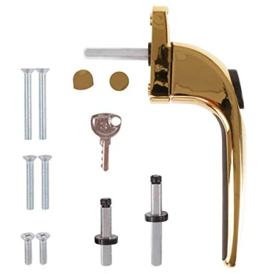 Image of Yale Inline Essentials Gold uPVC Locking Window Handle with Key Universal Concealed Espag Replacement