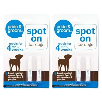 Image of 2 x Dog Flea &amp; Tick Treatment Spot On Solution Prevent Infection Kills Fleas, Lice, Ticks, Eggs and Larvae Repellent Upto 4 Months