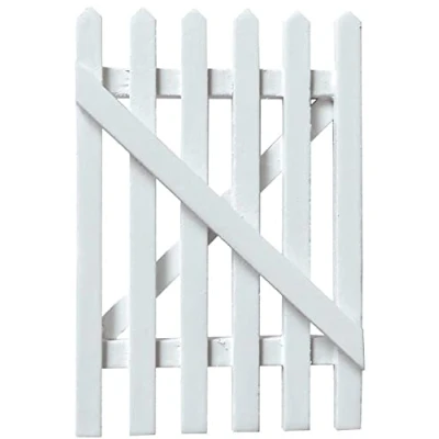 Image of Dolls House White Picket Garden Gate Miniature Wooden Yard Fence Accessory 1:12