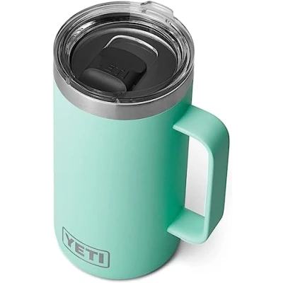 Image of YETI Rambler Mug, Vacuum Insulated Stainless Steel Stackable Mug with Magslider Lid, Seafoam, 24 oz (710 ml)