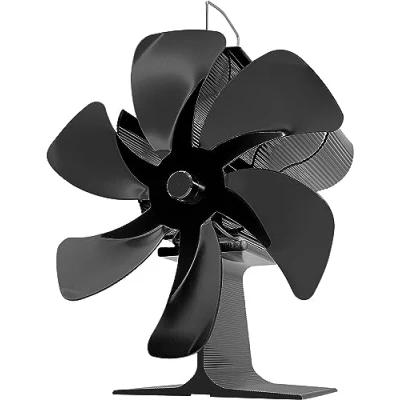 Image of snsok Wood Stove Fan Log Burner Fireplace Big 6 Blades Heat Powered Eco Fans Silent for Home Wood/Log Burner/Fireplaces,Black