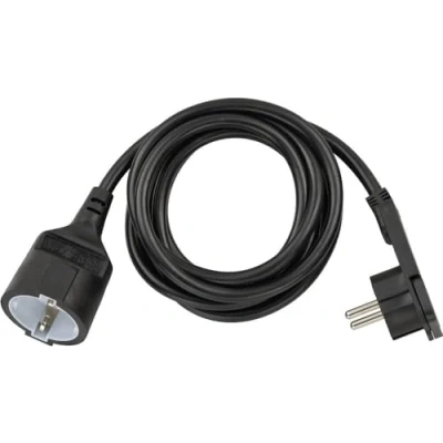 Image of Brennenstuhl extension cable with angled flat connector 2m, H05VV F F3G1, black, 1168980020