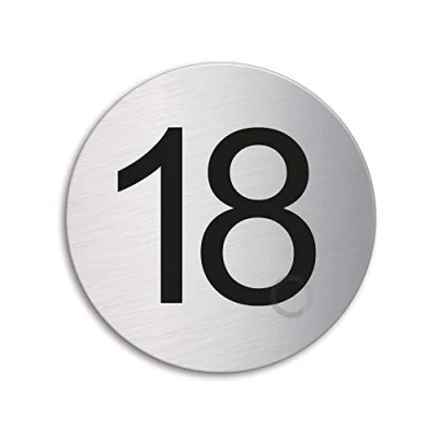 Image of Round room house mailbox number 18 brushed stainless steel no.40088
