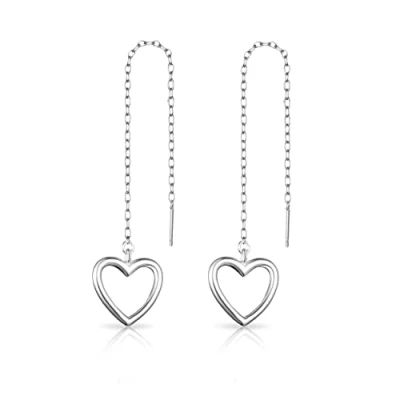 Image of Philip Jones Sterling Silver Heart Thread Earrings