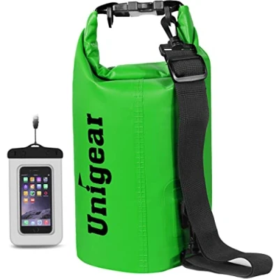 Image of Unigear 5L/10L/20L/30L/40L Dry Bag Sack with Waterproof Phone Case and Long Adjustable Shoulder Strap for Boating, Kayaking, Fishing, Rafting, Swimming, Camping Snowboarding (Green, 5L)