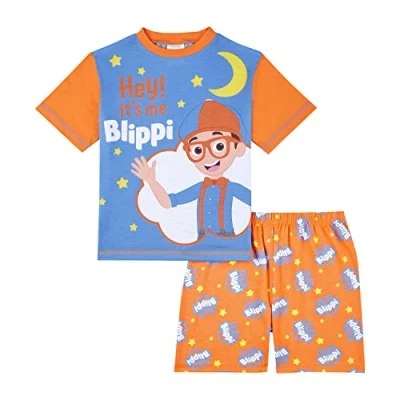 Image of Blippi Boys Short Pyjamas, Official Merchandise, Ages 18 Months to 7 Years (5 6 Years) Orange