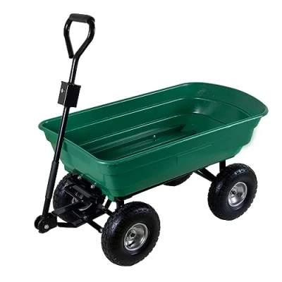 Image of Garden Trolley with Tilt Function, 75 Litres, Plastic Tub, Hand Trolley, Tilting Maximum Load 300 kg, Steering Axle, Pneumatic Tyres on Steel Rim, Removable Handcart, Transport