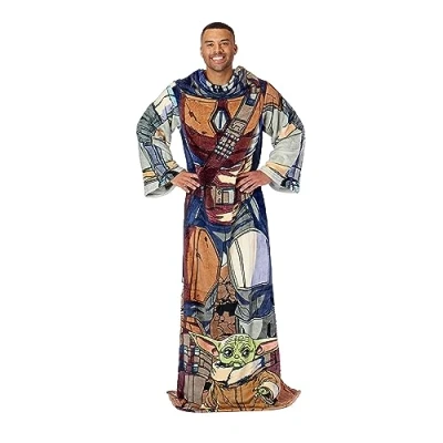 Image of Northwest Star Wars: The Mandalorian Comfy Mando Adult Silk Touch Throw Blanket with Sleeves, 48&quot; x 71&quot;
