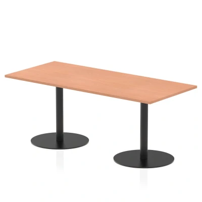 Image of Italia 1800 x 800mm Poseur Rectangular Table Beech Top 720mm High Black Leg