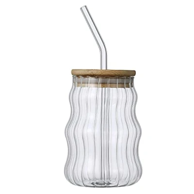 Image of ZYLLZY Glass Cups with Lids and Straws,500 ML Mason Jar Tumbler Lid Straw,Iced Coffee Beer Glasses,Modern Smoothie Cup Drinking Glasses for Whiskey,Soda,Tea,A 1