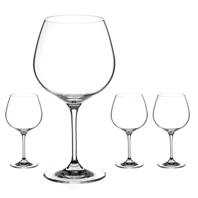 Image of DIAMANTE Gin Glass Pair Crystal copa Glasses ‘Auris’ Collection Undecorated Balloon Set of 4