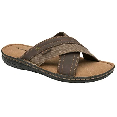 Image of DUNLOP Mens Sandals Memory Foam Touch Fastening Open Toe Flip Flop Mules Summer Shoes (Noah Brown, 7) …