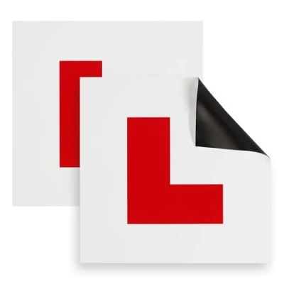 Image of KEPLIN Magnetic L Plates for Car 2 Pack, Motorcycle &amp; Accessories Learners and Driving Instructors, Highway Code UK Road Legal Thick Extra Strong Hold