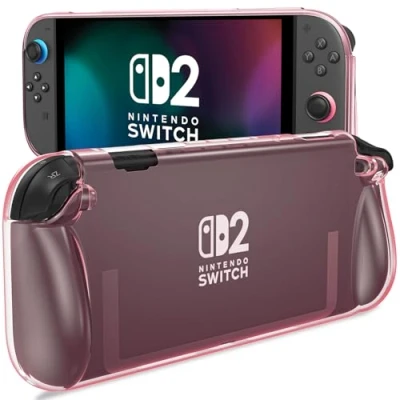 Image of ProCase Protective Case for Nintendo Switch 2 2025, Clear Cover Protector, Anti Scratch, Shock Absorption, Ergonomic Grip Design, Easy to Install Pink