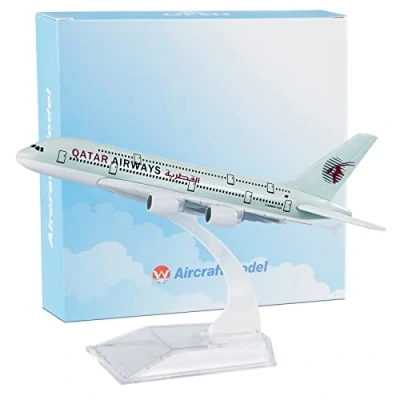 Image of Busyflies Diecast Planes 16cm Qatar Airways A380 Model Plane 1:400 Alloy Airplane (Qatar 380)