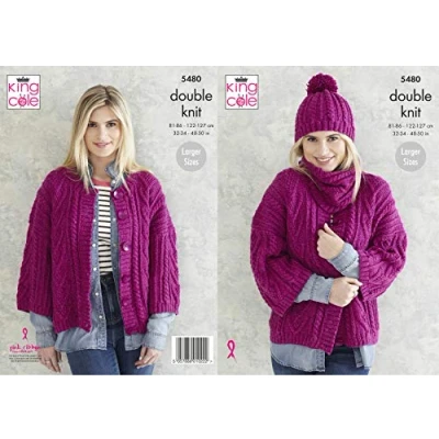 Image of King Cole 5480 Knitting Pattern Womens Jacket Snood and Hat in Subtle Drifter DK