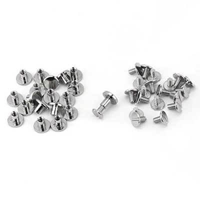Image of Hilitand 20pcs Nail Nut Rivets Screw Brass Threaded Flat Head Leather Craft Strap Handle Bag Accessories (8mm)