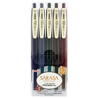 Image of Zebra Pen SARASA Gel CLIP 0.5 mm with 5 Vintage Colours 1