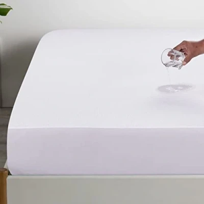 Image of K&amp;A® Terry Waterproof Mattress Protector Soft Towel Topper Anti Allergy, Noiseless and Breathable Fitted Sheet Style Cover Cot/Toddler Bed 70x140 + 15 cm
