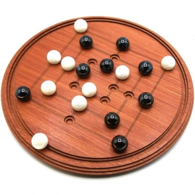 Image of 9 men&#039;s morris traditional wooden board game